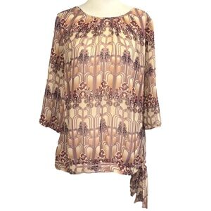 Rickiβs Pink and Tan Medium Top - Office-Ready